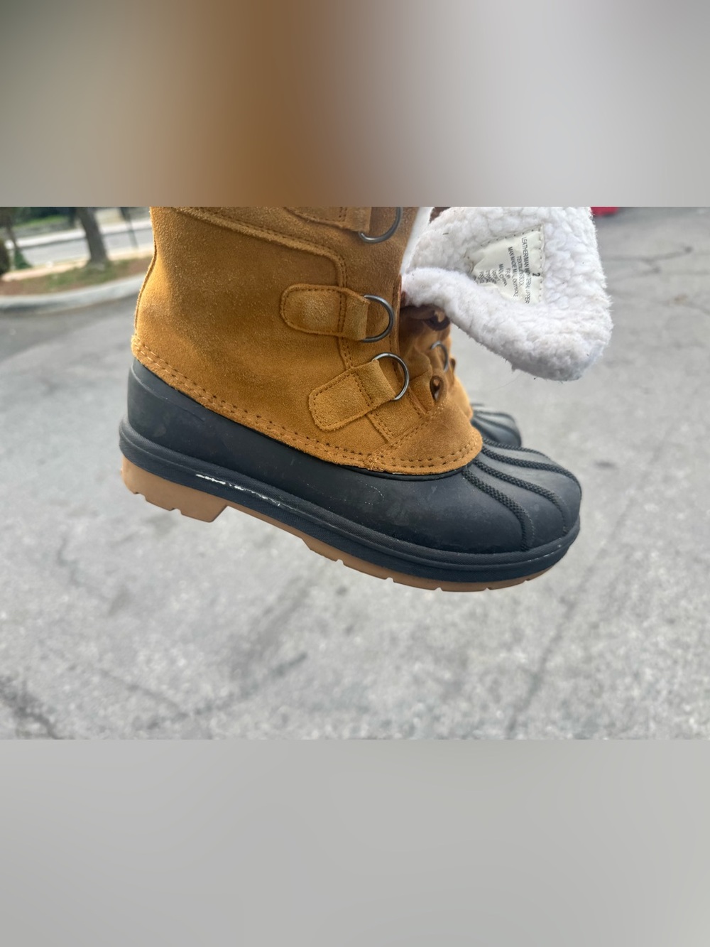 Cat & Jack Kids Tan and Black Winter Duck Boots